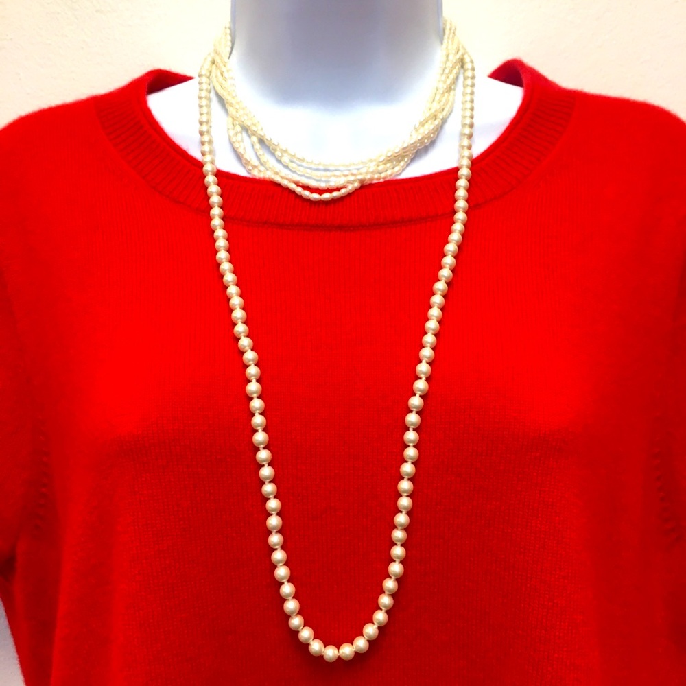J Crew Pearl Necklace Bundle (2) Cream Gold Tone